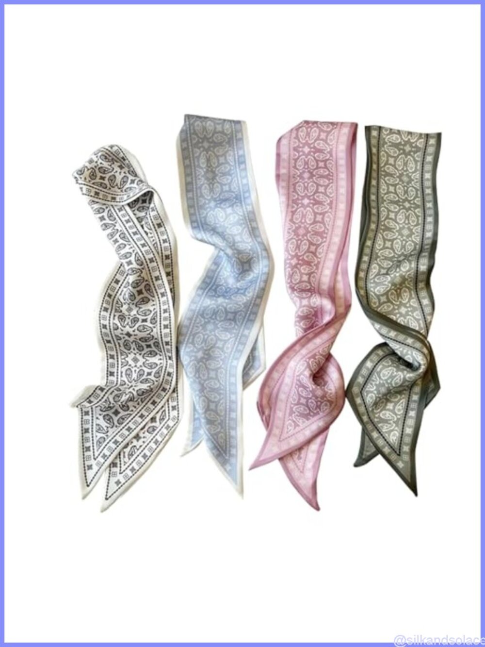 Hair Scarf for Women 35" x 2.36" Polyester Purse & Bag Scarves Set